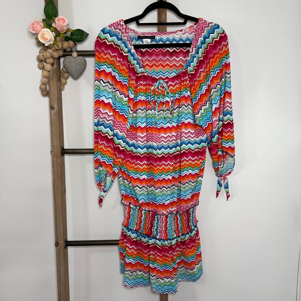 La Blanca Kaftan Tunic Swim Cover Up Knotted Sleeve Size‎ Small